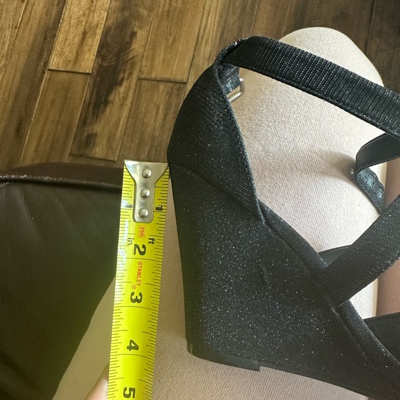 Black Sparkly 4 Inch Guess Heels Wedges - Picture 9 of 9